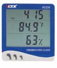 VC230  溫度表 ,測量范圍:溫度：0℃~50℃/濕度：30%~90%RH.整點報時,℃/oF溫度切換顯示,每日鬧鐘,12/24小時制時鐘,日歷顯示





 
